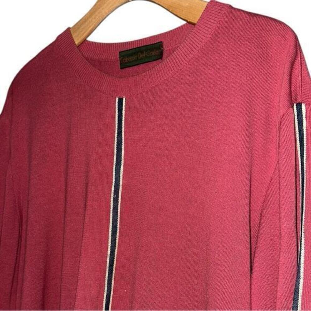 Fabrizio Del Carlo Men’s Size XXL Red Contrast Blue Striped Cotton Knit Sweater